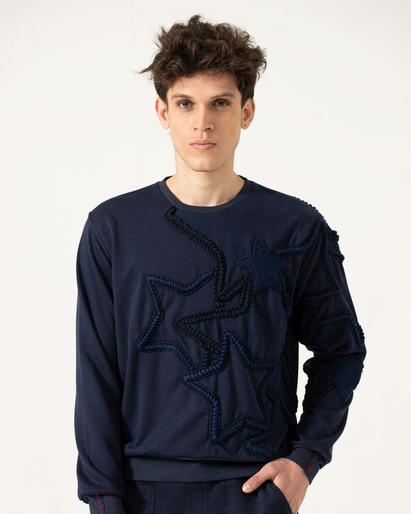 Navy star clearance sweatshirt